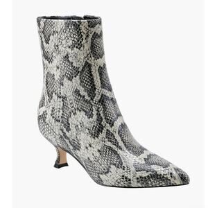 Marc Fisher LTD Iggy Snake Ankle Boot Sz 7.5 Leather Kitten Heel Pointed Toe New